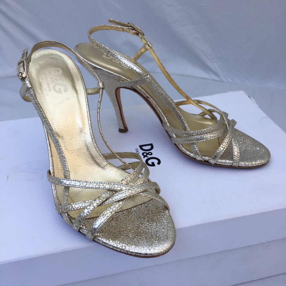 Dolce & Gabbana Gold Strap Heels (36.5)